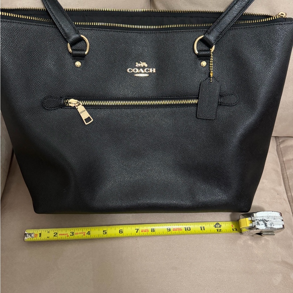 Coach Black Leather Tote with Gold Hardware - Picture 3 of 3